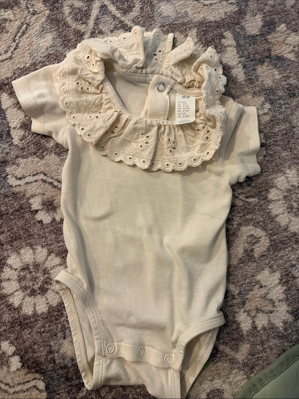 H&M Cream Eyelet Ruffle Baby Bodysuit